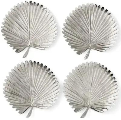 Set of 4 Fan Leaf Coasters - Silver