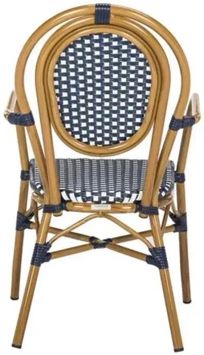 Set of 2 Sierra Outdoor Stacking Armchairs - Navy/White - Blue