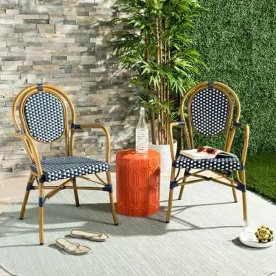 Set of 2 Sierra Outdoor Stacking Armchairs - Navy/White - Blue