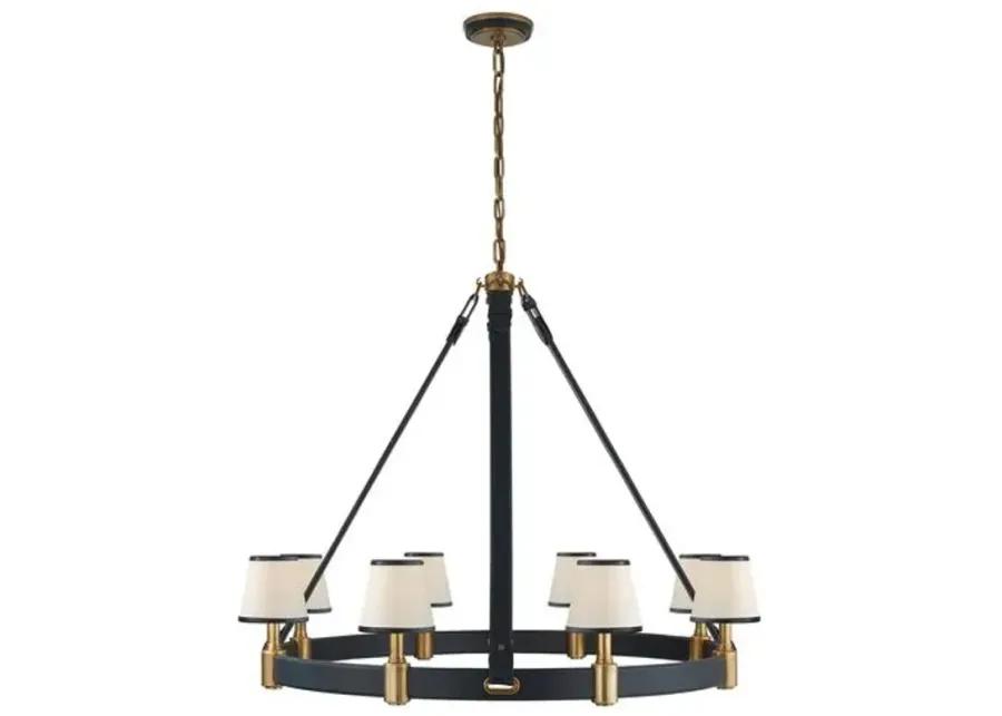 Ralph Lauren Home - Visual Comfort - Riley Large Ring 8-Light Chandelier - Leather - Blue