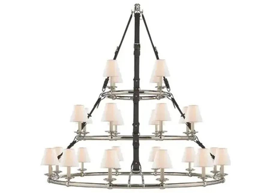 Ralph Lauren Home - Visual Comfort - Westbury Triple-Tier Leather Chandelier - Silver