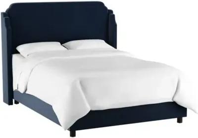 Aurora Wingback Bed - Handcrafted - Blue, Mattress, Box Spring Required