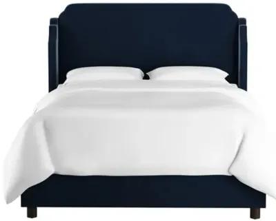 Aurora Wingback Bed - Handcrafted - Blue, Mattress, Box Spring Required