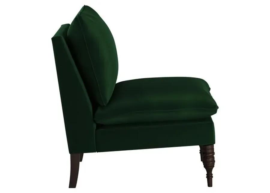 Daphne Velvet Slipper Chair - Green