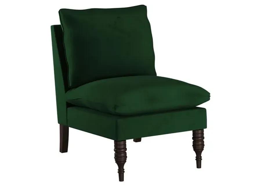 Daphne Velvet Slipper Chair - Green