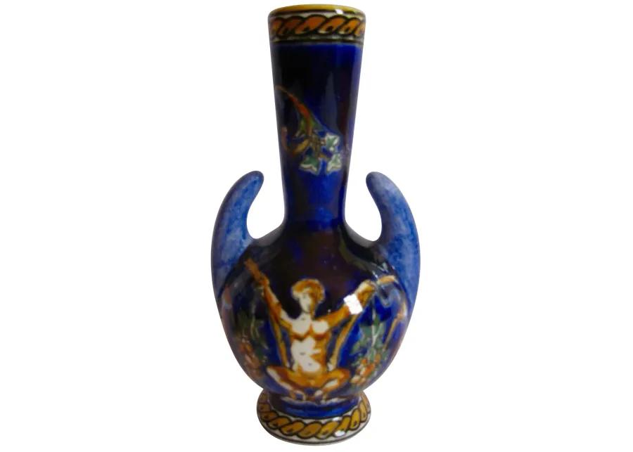 French Faience Gien Vases - Set of 2 - The Emporium Ltd. - Blue