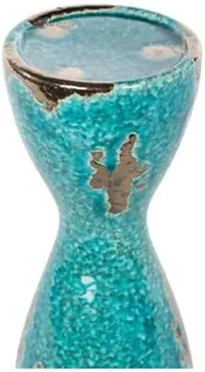 17" Globe Candlestick - Teal/Bronze - Bradburn Home