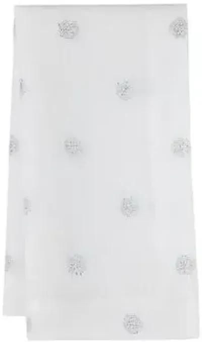 Set of 4 Vogue Dinner Napkins - White/Silver - Mode Living