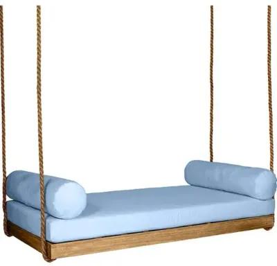 Sipsey Outdoor Porch Swing - Natural/Blue Sunbrella - Handcrafted