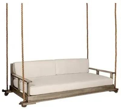 Faulkner Outdoor Porch Swing - Driftwood/Beige Sunbrella - Handcrafted