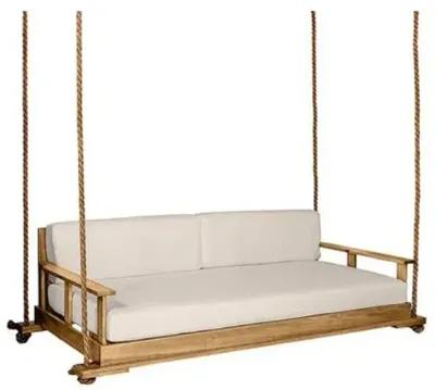 Faulkner Outdoor Porch Swing - Natural/Beige Sunbrella - Handcrafted