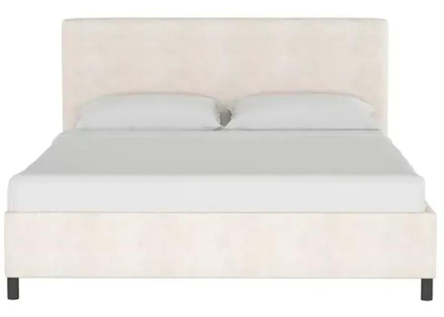 Novak Linen Platform Bed - Handcrafted - Beige - Mattress Required