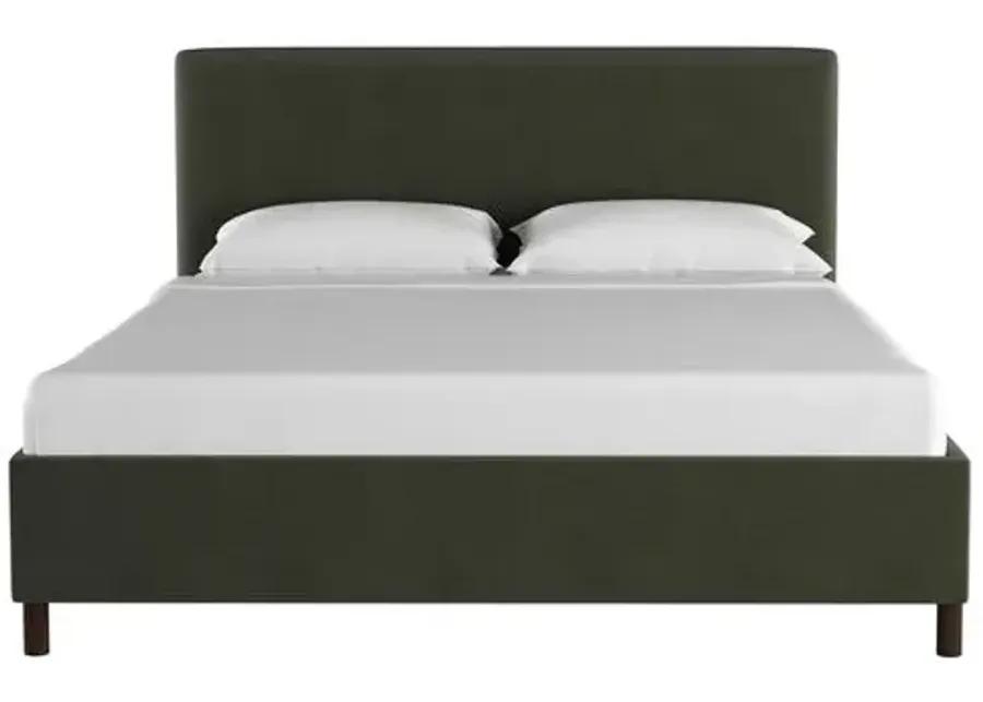 Novak Linen Platform Bed - Handcrafted - Gray - Mattress Required