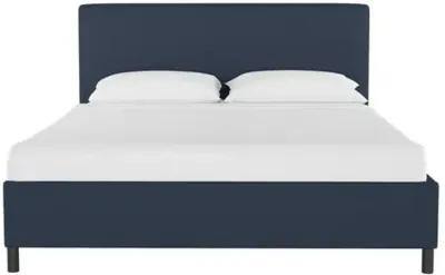 Novak Linen Platform Bed - Handcrafted - Blue - Mattress Required