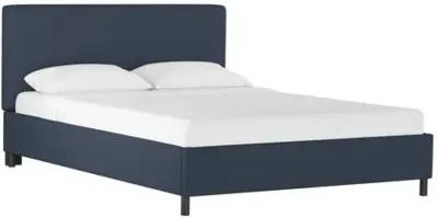 Novak Linen Platform Bed - Handcrafted - Blue - Mattress Required