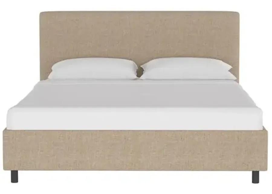 Novak Linen Platform Bed - Handcrafted - Beige - Mattress Required