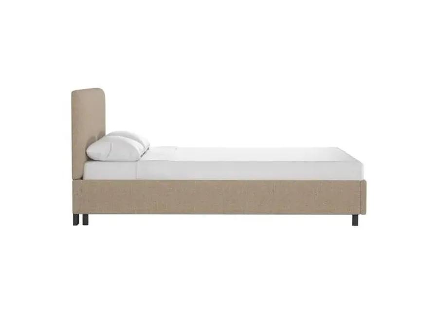 Novak Linen Platform Bed - Handcrafted - Beige - Mattress Required