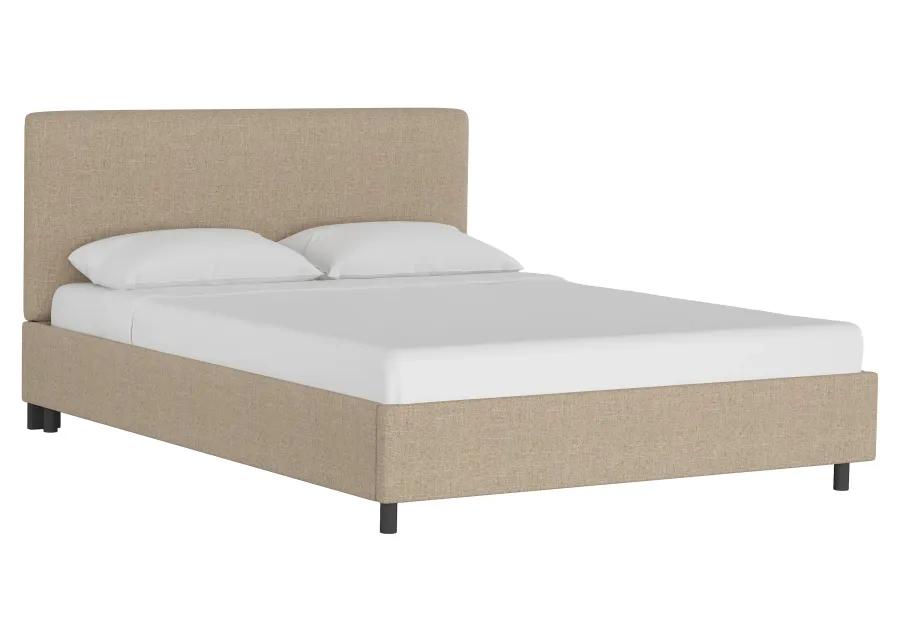 Novak Linen Platform Bed - Handcrafted - Beige - Mattress Required