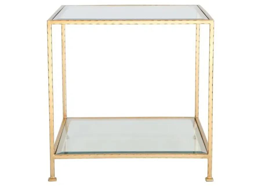 Chloé Glass Side Table - Gold Leaf - Ave Home