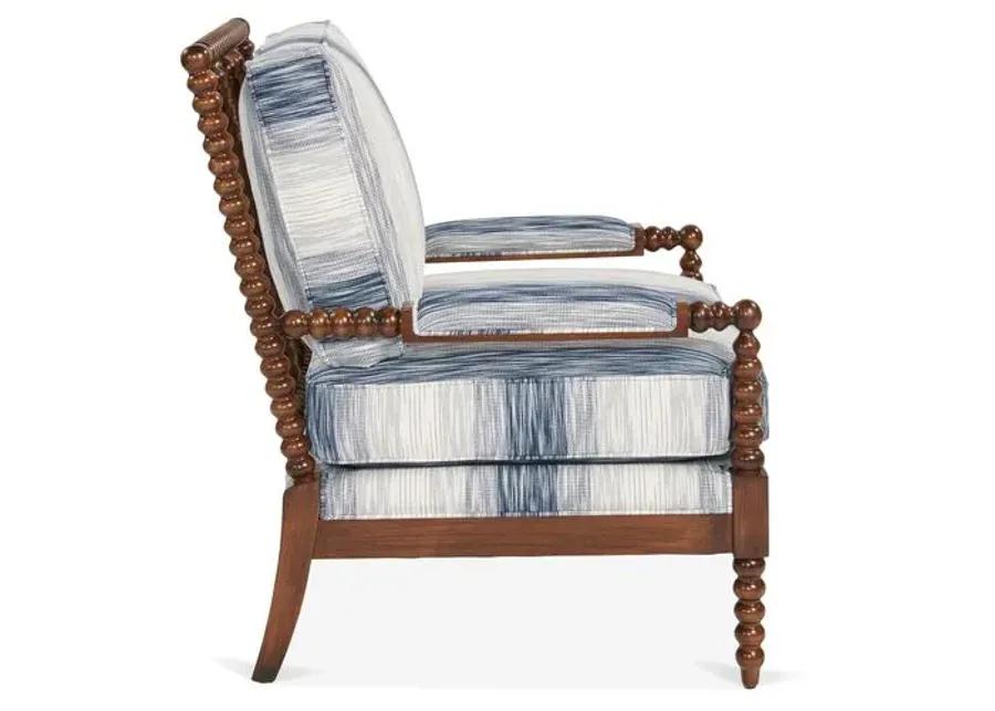 Bankwood Accent Chair - Indigo Stripe - Miles Talbott - Blue, Comfortable, Durable