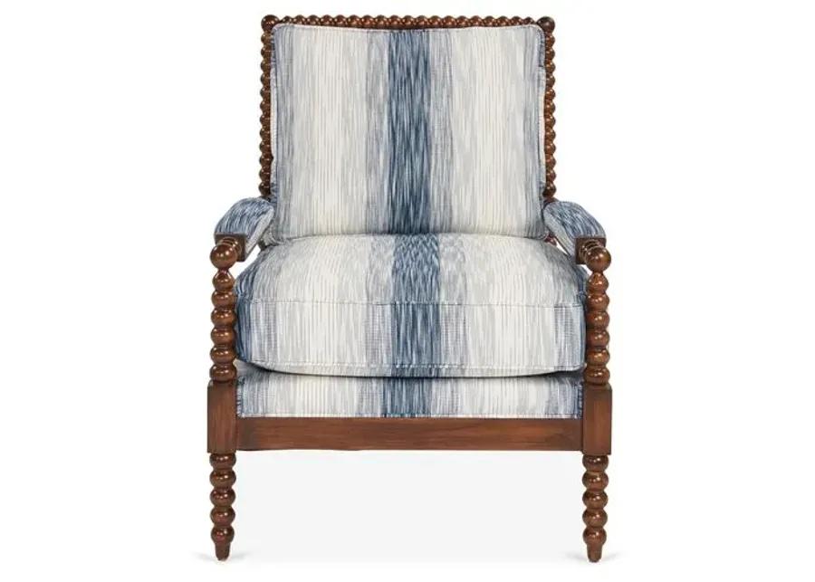 Bankwood Accent Chair - Indigo Stripe - Miles Talbott - Blue, Comfortable, Durable