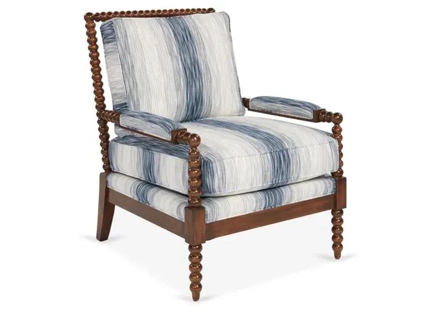 Bankwood Accent Chair - Indigo Stripe - Miles Talbott - Blue, Comfortable, Durable