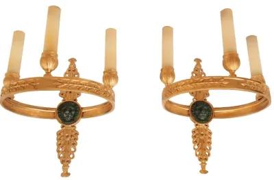 1950s Maison Bagues Empire Sconces - Set of 2 - Something Vintage - Gold