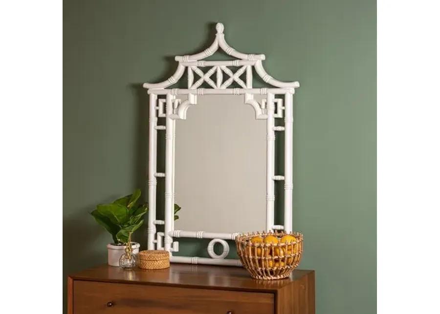 Set of 2 Chinoiserie Wall Mirrors - White