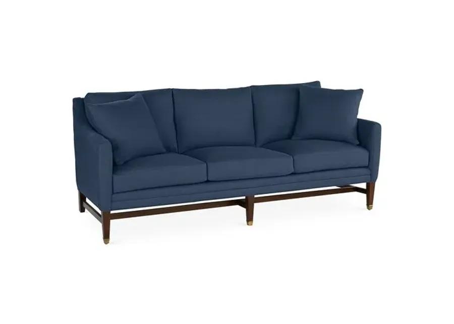 Arden Sofa - Indigo Linen - Handcrafted