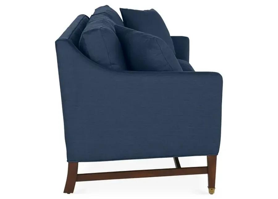 Arden Sofa - Indigo Linen - Handcrafted