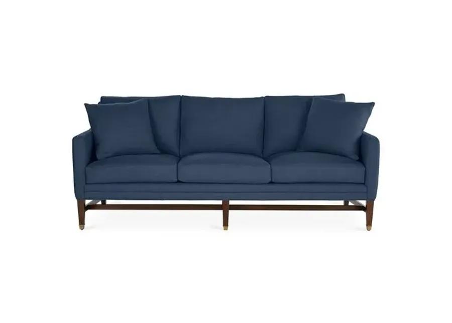 Arden Sofa - Indigo Linen - Handcrafted