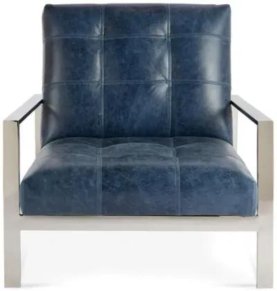 Theo Accent Chair - Ocean Leather - Massoud - Blue, Comfortable, Durable