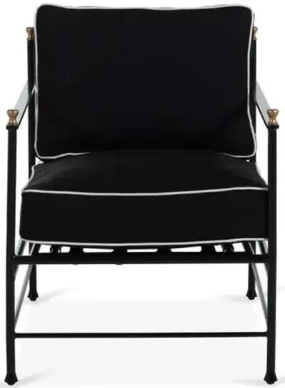 Frances Outdoor Lounge Chair - Black/White Welt