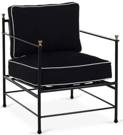 Frances Outdoor Lounge Chair - Black/White Welt