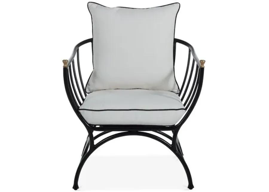 Frances Accent Chair - White/Black Welt, Comfortable, Durable, Cushioned, Easy To Clean