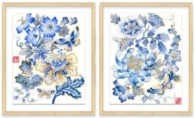 Gabby Malpas - Fantasy Floral Diptych - Blue