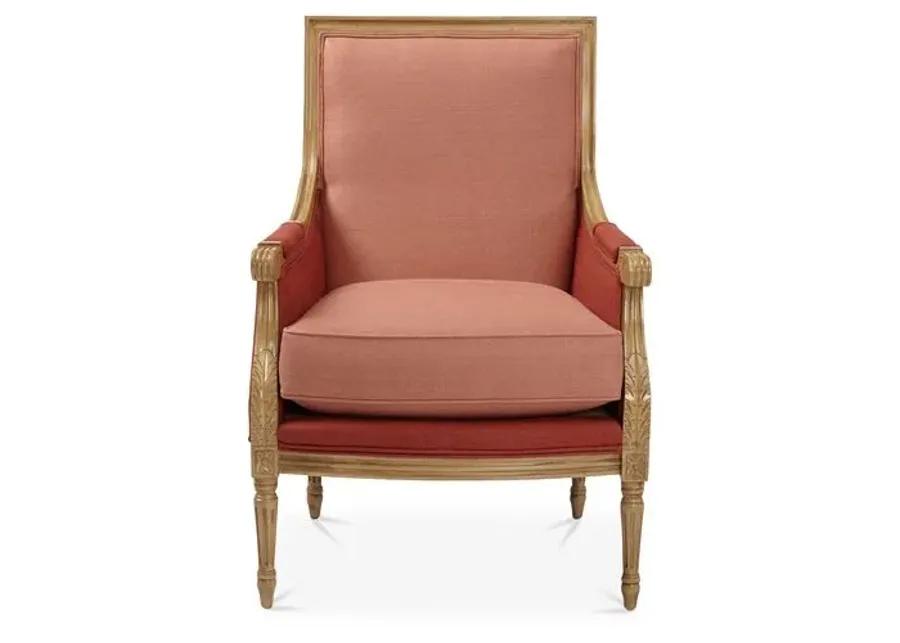 James Accent Chair - Rose/Copper Linen - Red, Comfortable, Durable