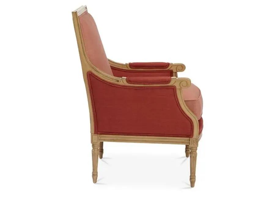 James Accent Chair - Rose/Copper Linen - Red, Comfortable, Durable