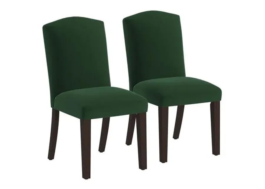 Set of 2 Marie Velvet Side Chairs - Handcrafted - Green