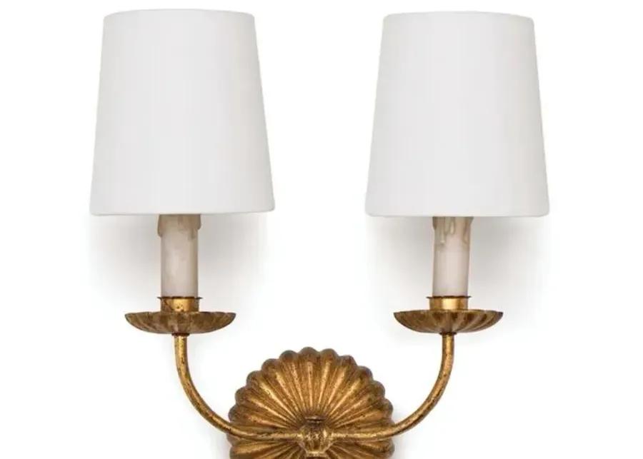 Clove Double Sconce - Antiqued Gold Leaf - Regina Andrew