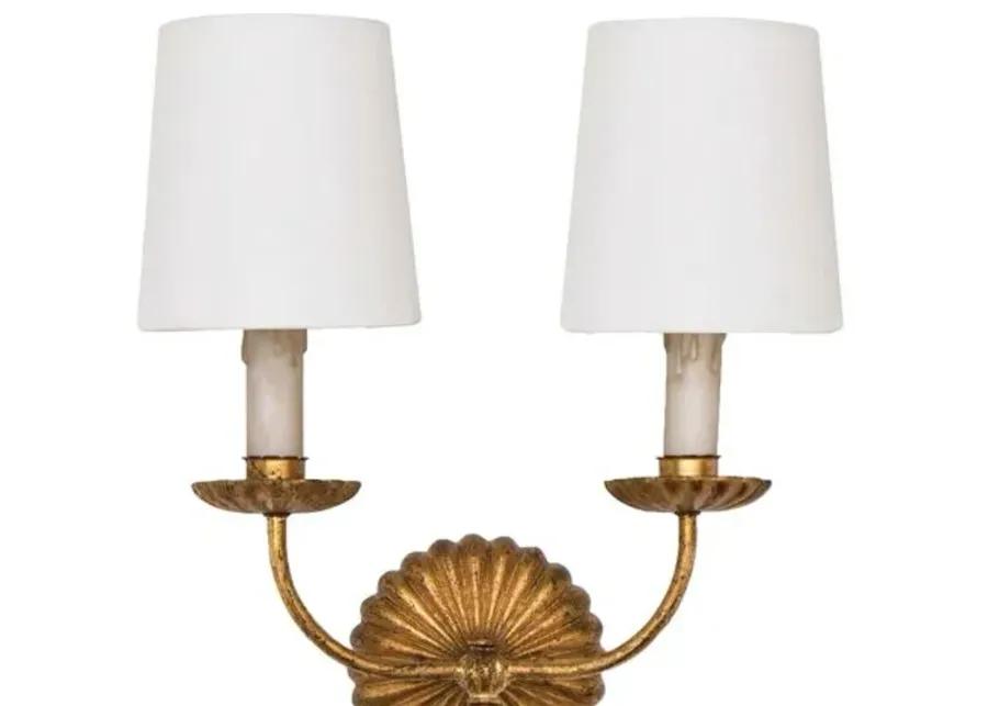 Clove Double Sconce - Antiqued Gold Leaf - Regina Andrew