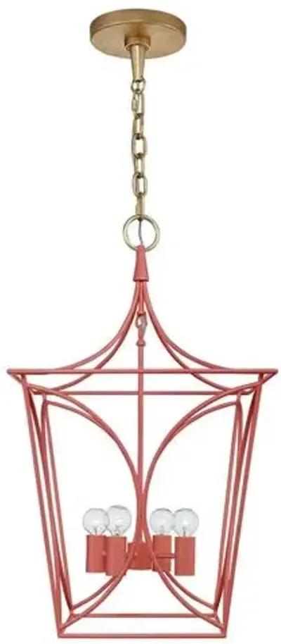 Visual Comfort - Cavanagh Small Lantern - Coral/Gold