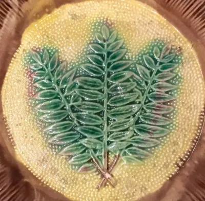 Antique Majolica Fern Bowl - Vermilion Designs - Brown