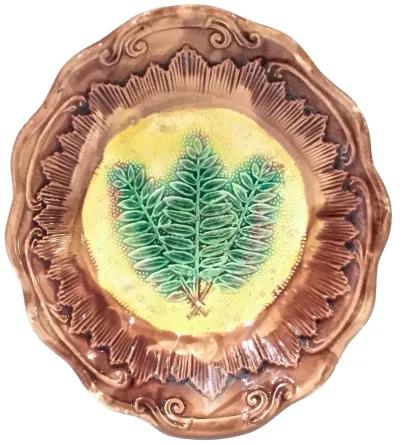 Antique Majolica Fern Bowl - Vermilion Designs - Brown