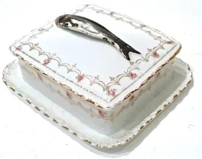 Porcelain Victoria Floral Sardine Box - Vermilion Designs - ivory