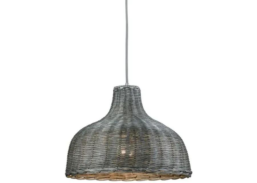 Lanston Wide Pendant - Soft Gray Wicker