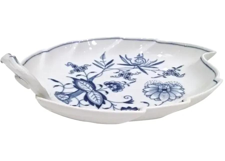 Meissen Blue Onion Floral Leaf Dish - Vermilion Designs