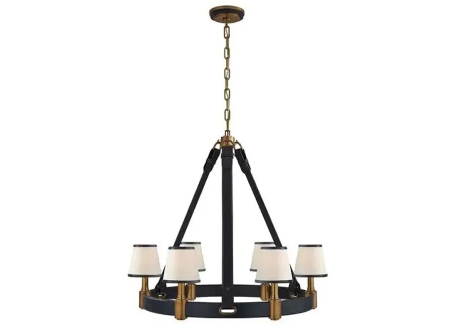 Ralph Lauren Home - Visual Comfort - Riley Medium Ring 6-Light Chandelier - Leather - Blue