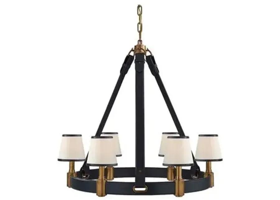 Ralph Lauren Home - Visual Comfort - Riley Medium Ring 6-Light Chandelier - Leather - Blue