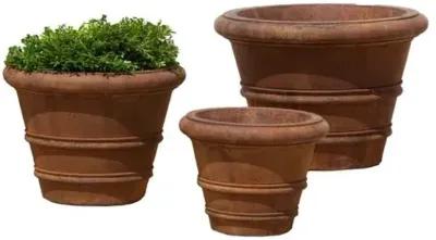 Classic Rolled-Rim Outdoor Planter - Rustic Iron - Campania International - Brown - 15"